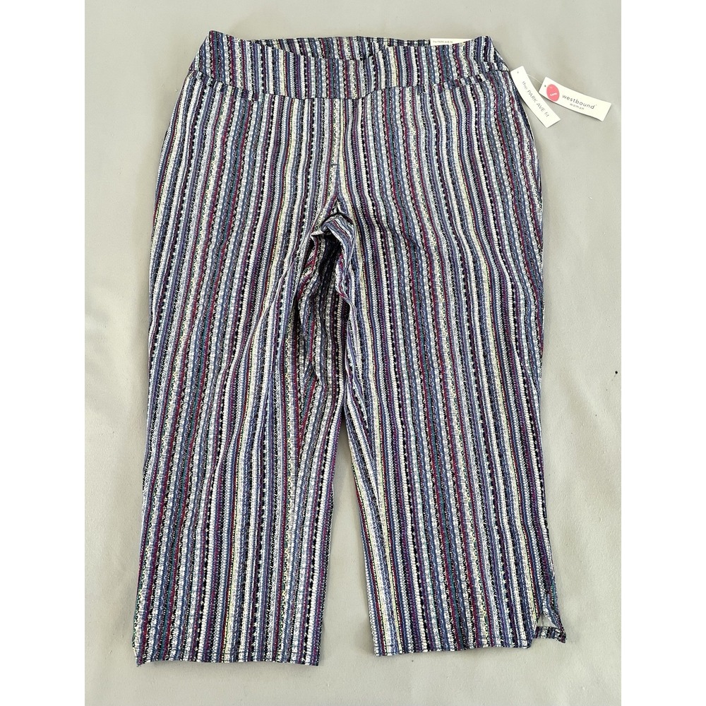 Westbound Women's Te Park Ave Fit Capri Multicolor Striped NWT Pull On